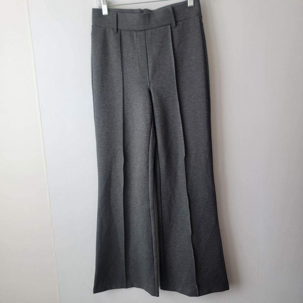 Quince women's ultra-stretch ponte flare leg pants size S charcoal office